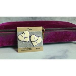 Vintage Tacao Heart Stud Earrings